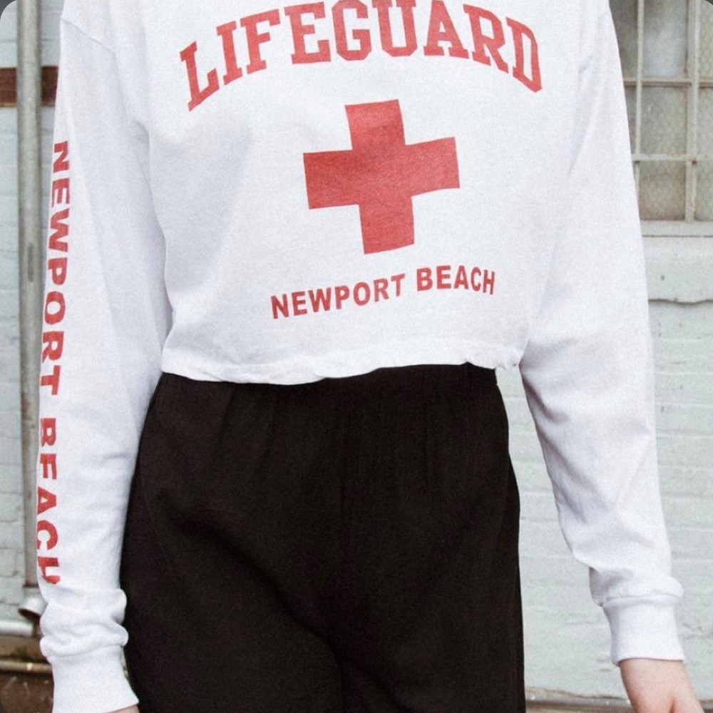 Brandy Melville White Life Guard Newport Beach top
